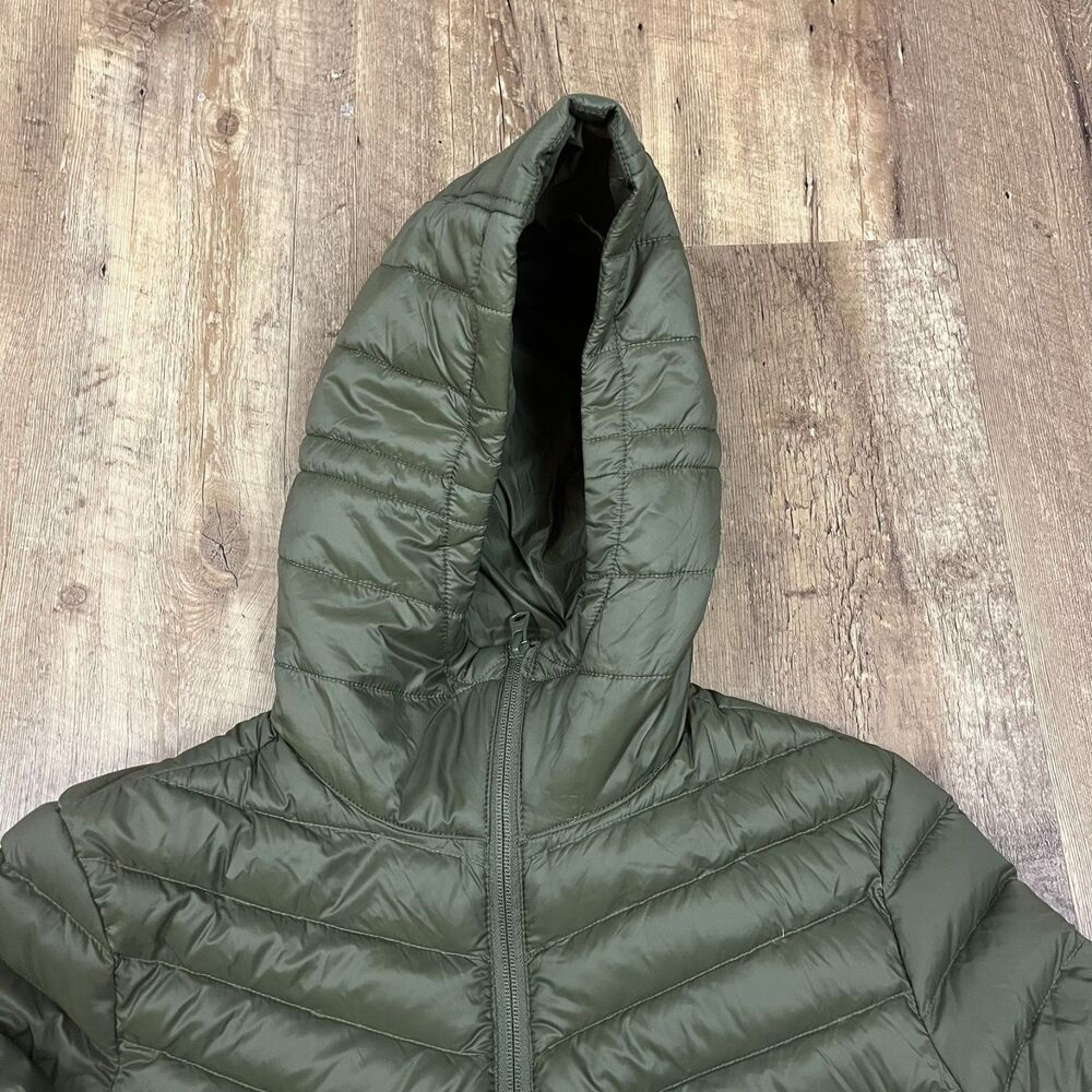 Lands' End Packable Wanderweight Down Long Hooded Puffer Jacket Green Women's M - Picture 2 of 10